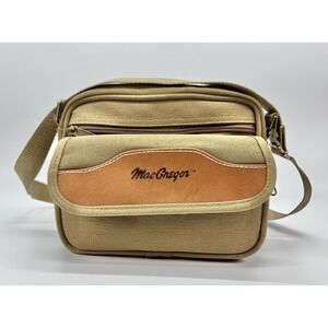 Vintage MacGregor‎ Canvas Shoulder Bag Tan Brown Trim Crossbody 8x6 Travel